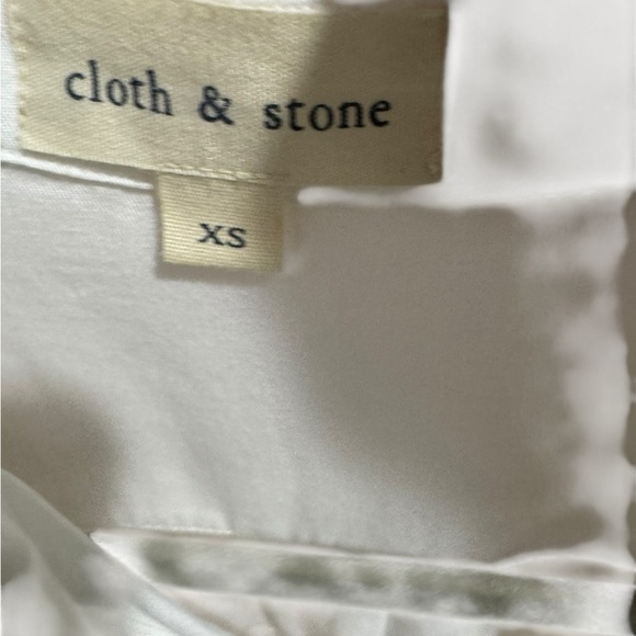 Cloth & Stone White Button Up Front Tie Collared Top Blouse, Size XS - Picture 9 of 10